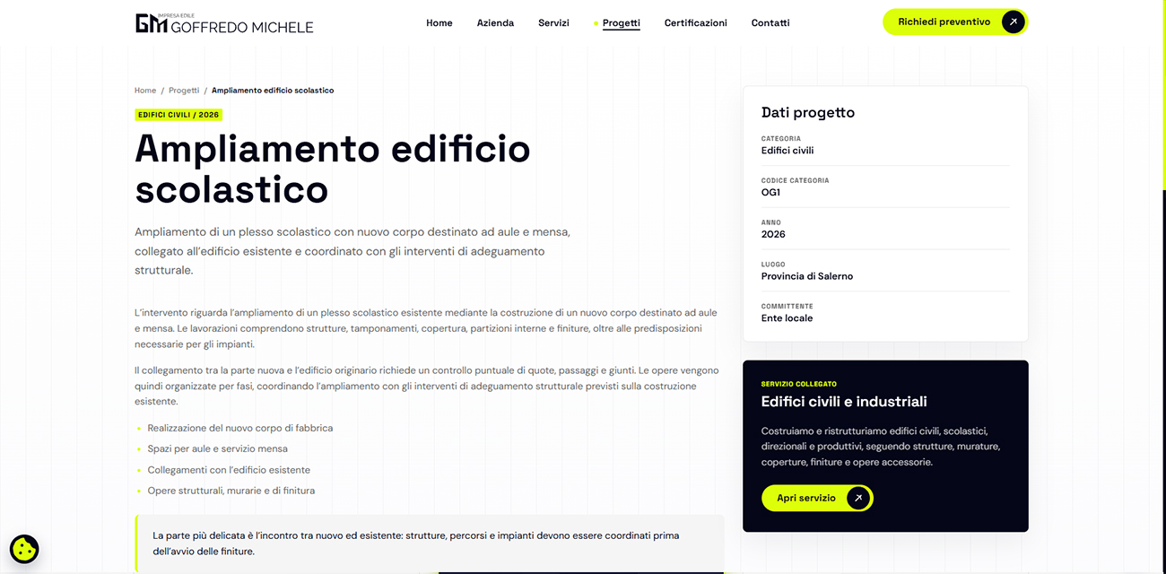 Area riservata del sito Impresa Edile Goffredo Michele per aggiornare i contenuti in autonomia